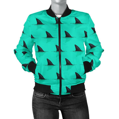 Shark Fin Pattern Women Casual Bomber Jacket