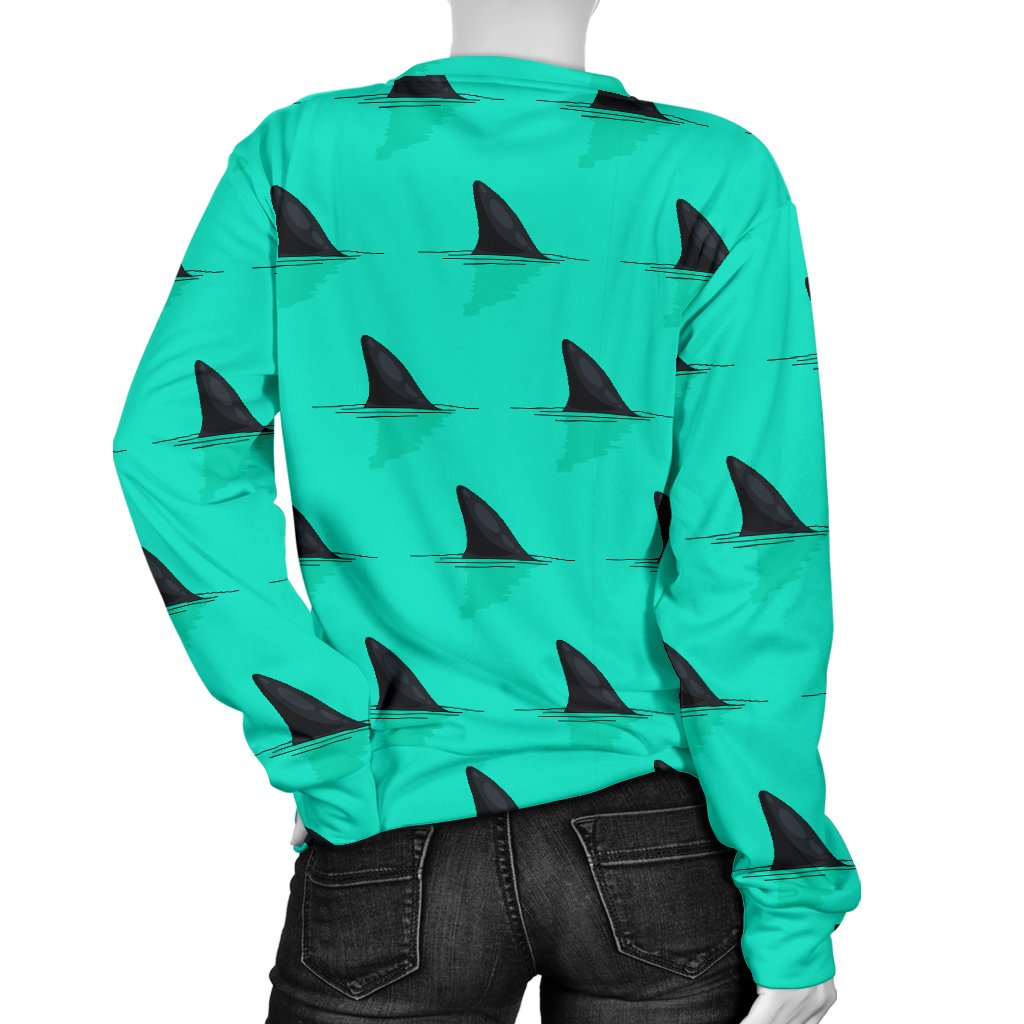 Shark Fin Pattern Women Crewneck Sweatshirt