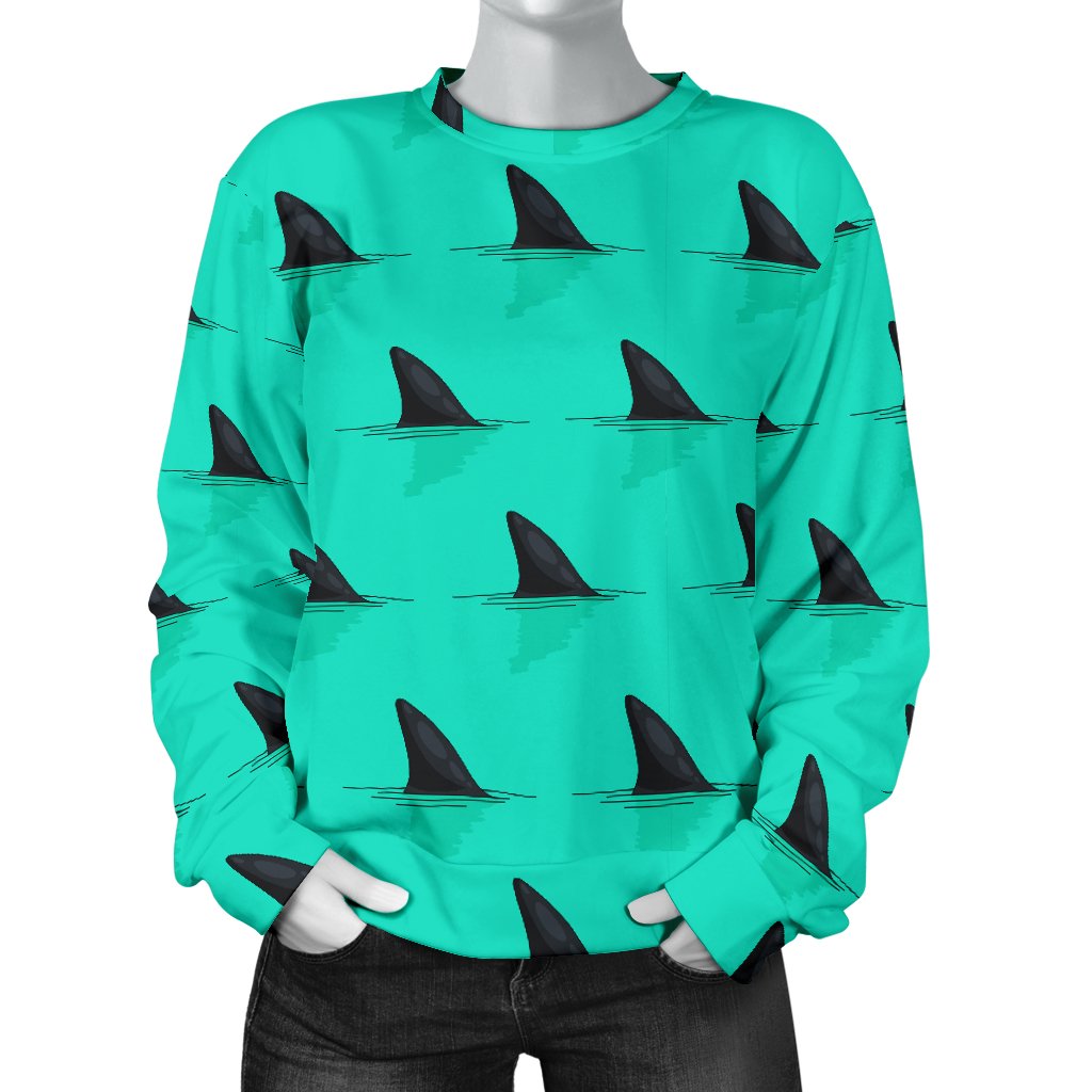 Shark Fin Pattern Women Crewneck Sweatshirt