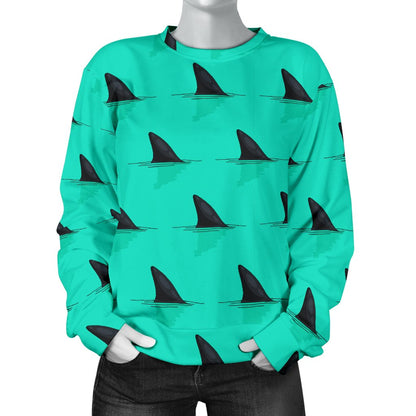 Shark Fin Pattern Women Crewneck Sweatshirt