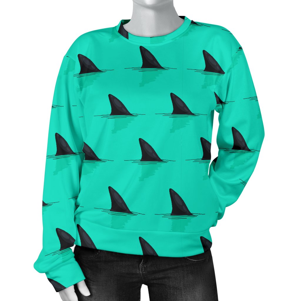 Shark Fin Pattern Women Crewneck Sweatshirt