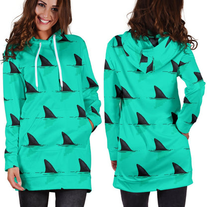Shark Fin Pattern Women Hoodie Dress