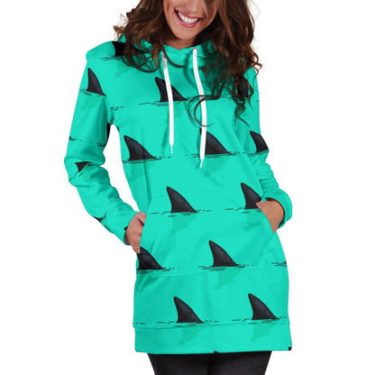 Shark Fin Pattern Women Hoodie Dress