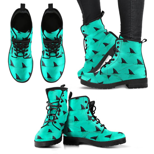 Shark Fin Pattern Women Leather Boots