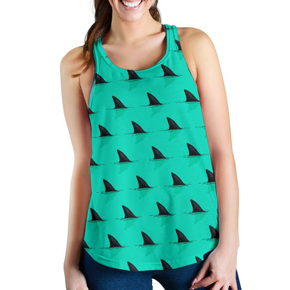 Shark Fin Pattern Women Racerback Tank Top