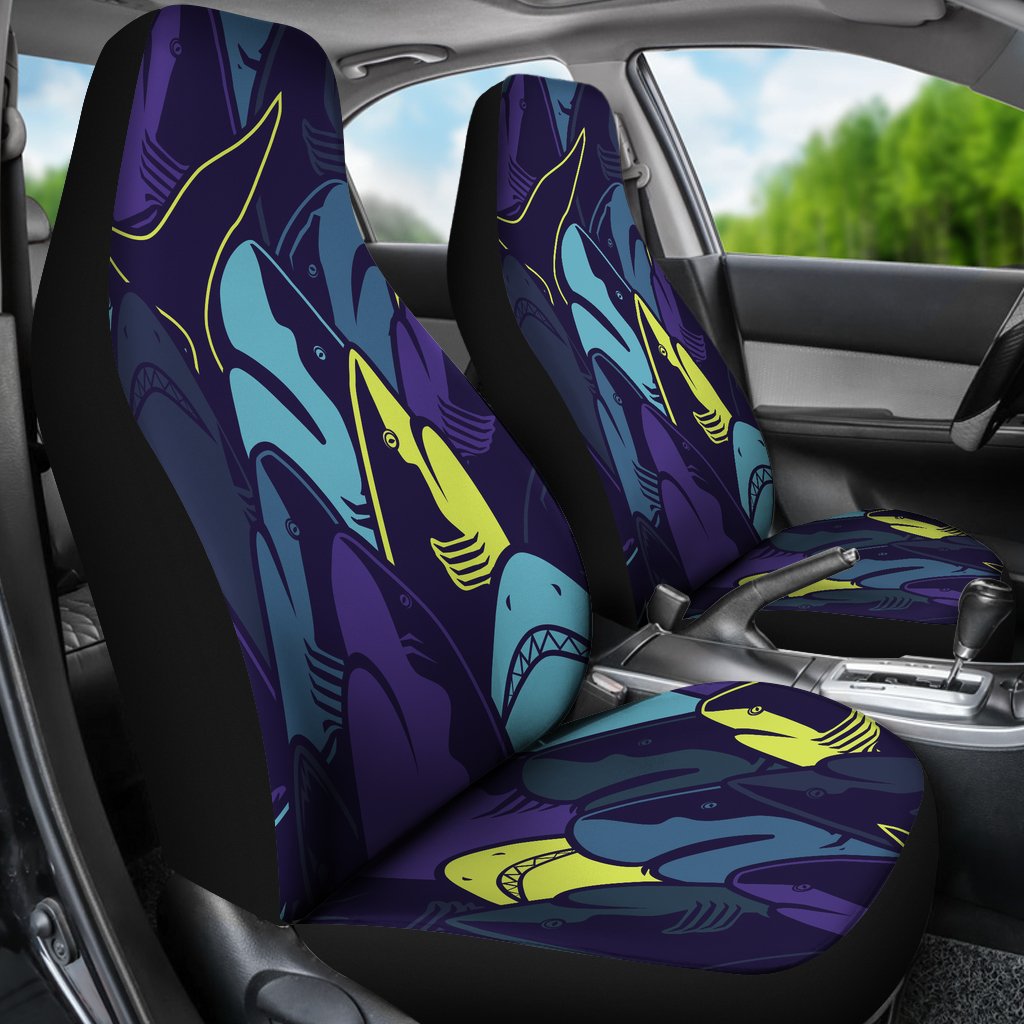 Shark Neon Color Print Universal Fit Car Seat Covers