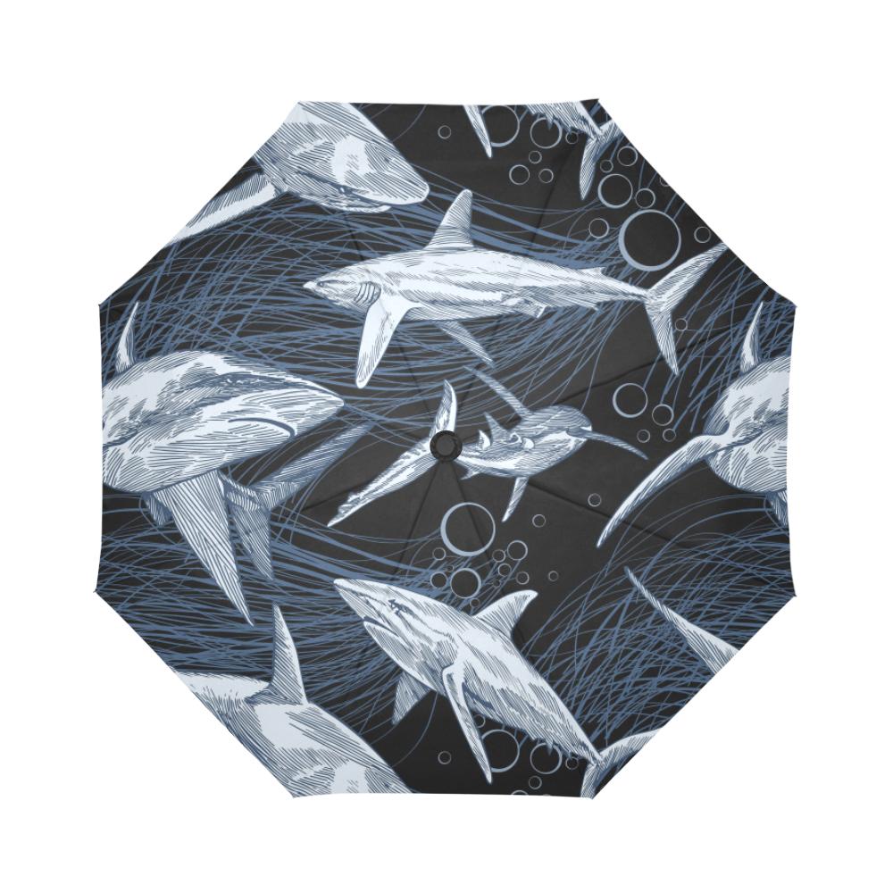 Shark Print Pattern Automatic Foldable Umbrella