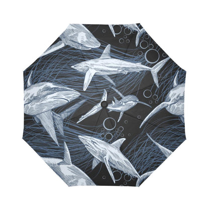 Shark Print Pattern Automatic Foldable Umbrella