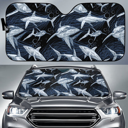Shark Print Pattern Car Sun Shade-JorJune