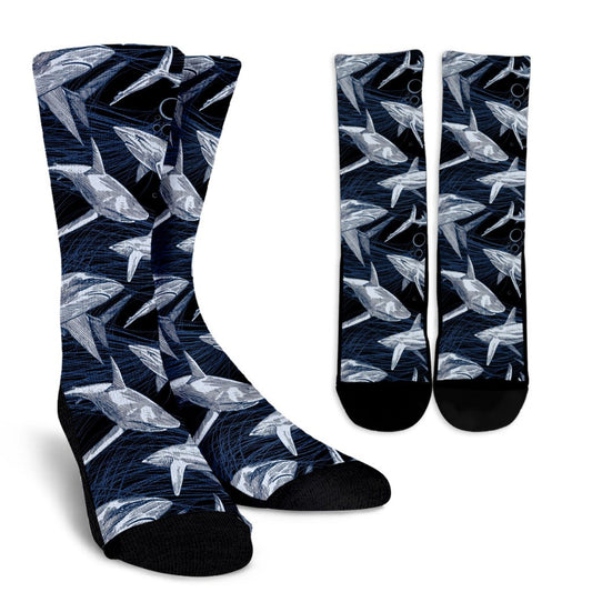 Shark Print Pattern Crew Socks