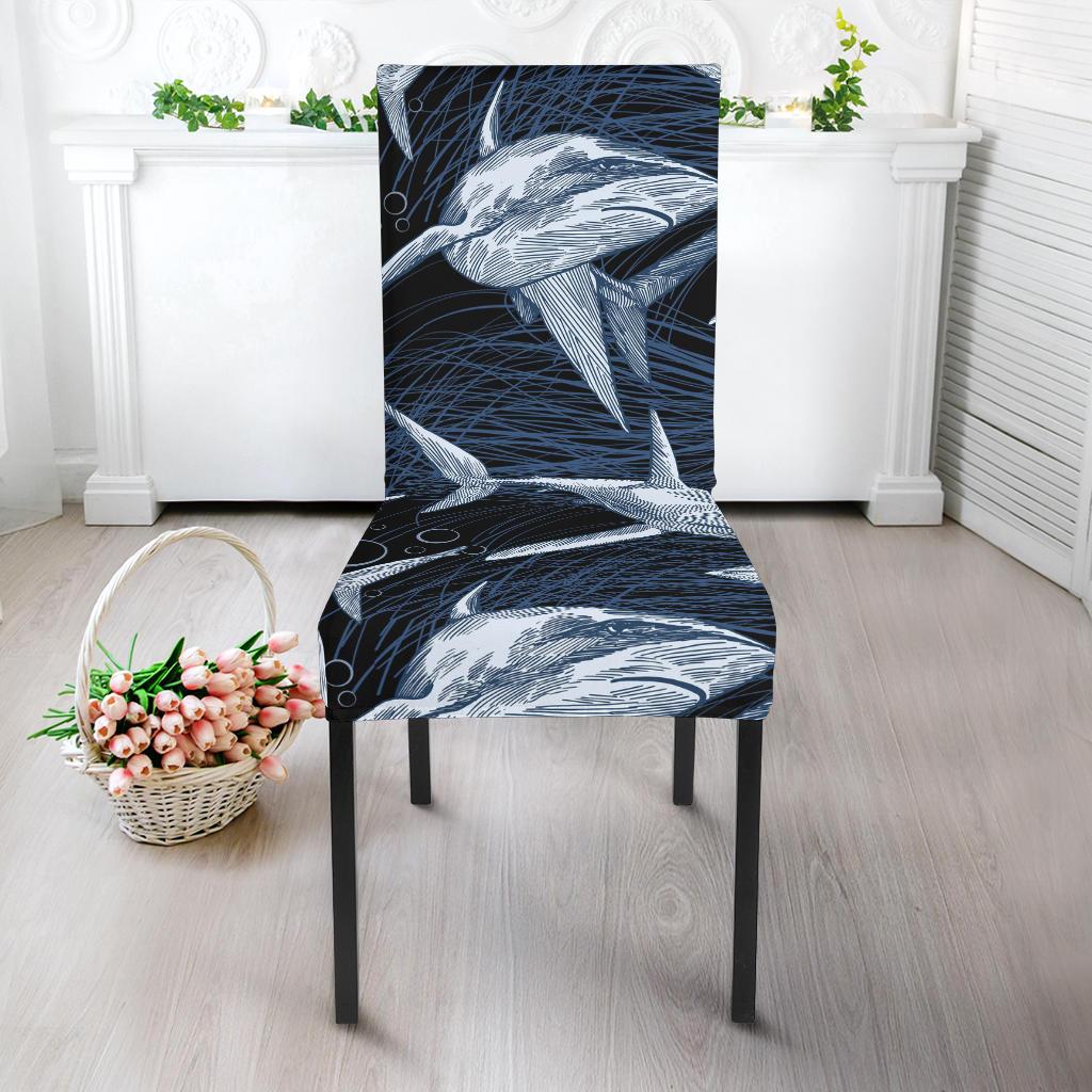 Shark Print Pattern Dining Chair Slipcover-JORJUNE.COM