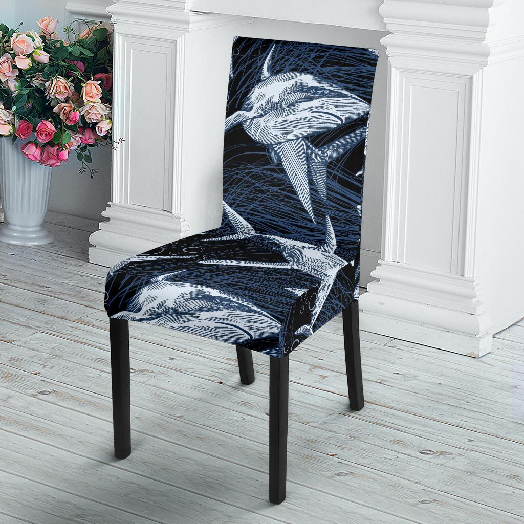 Shark Print Pattern Dining Chair Slipcover-JORJUNE.COM