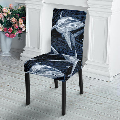 Shark Print Pattern Dining Chair Slipcover-JORJUNE.COM
