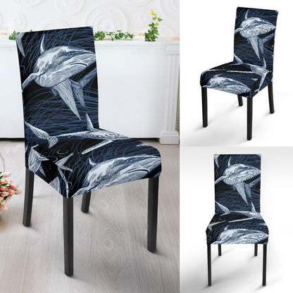 Shark Print Pattern Dining Chair Slipcover-JORJUNE.COM