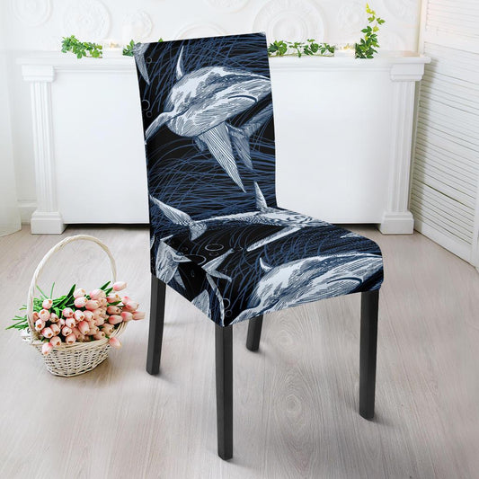 Shark Print Pattern Dining Chair Slipcover-JORJUNE.COM