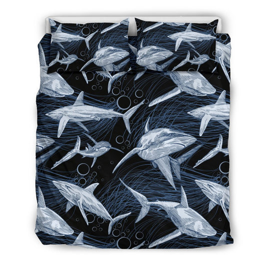 Shark Print Pattern Duvet Cover Bedding Set