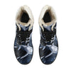Shark Print Pattern Faux Fur Leather Boots