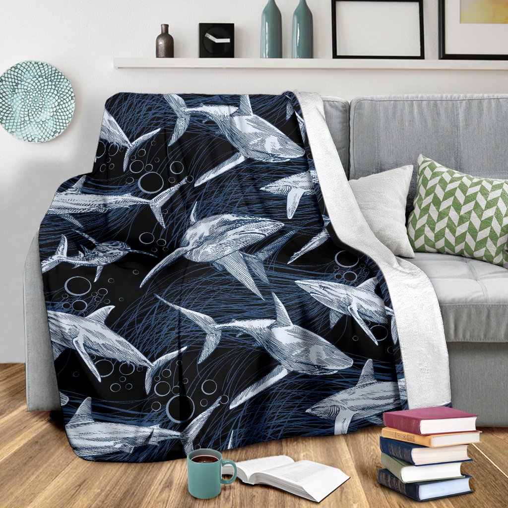 Shark Print Pattern Fleece Blanket