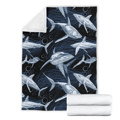 Shark Print Pattern Fleece Blanket