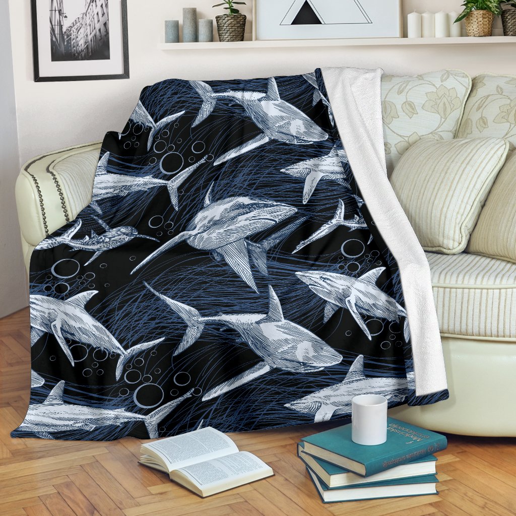 Shark Print Pattern Fleece Blanket