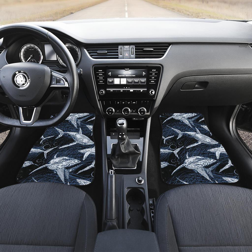 Shark Print Pattern Front and Back Car Floor Mats
