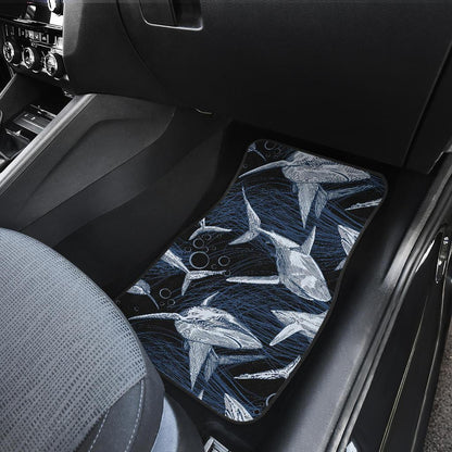 Shark Print Pattern Front and Back Car Floor Mats