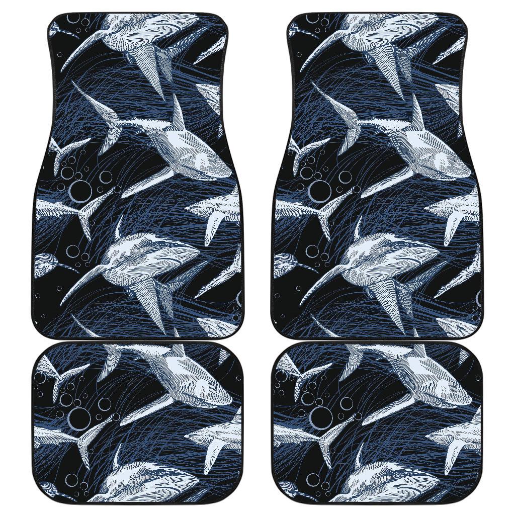 Shark Print Pattern Front and Back Car Floor Mats