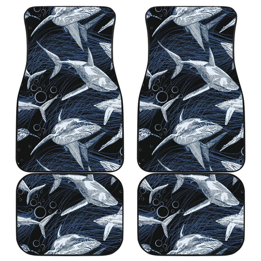Shark Print Pattern Front and Back Car Floor Mats