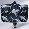 Shark Print Pattern Hooded Blanket-JORJUNE.COM