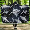 Shark Print Pattern Hooded Blanket-JORJUNE.COM