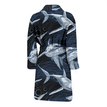 Shark Print Pattern Men Bath Robe