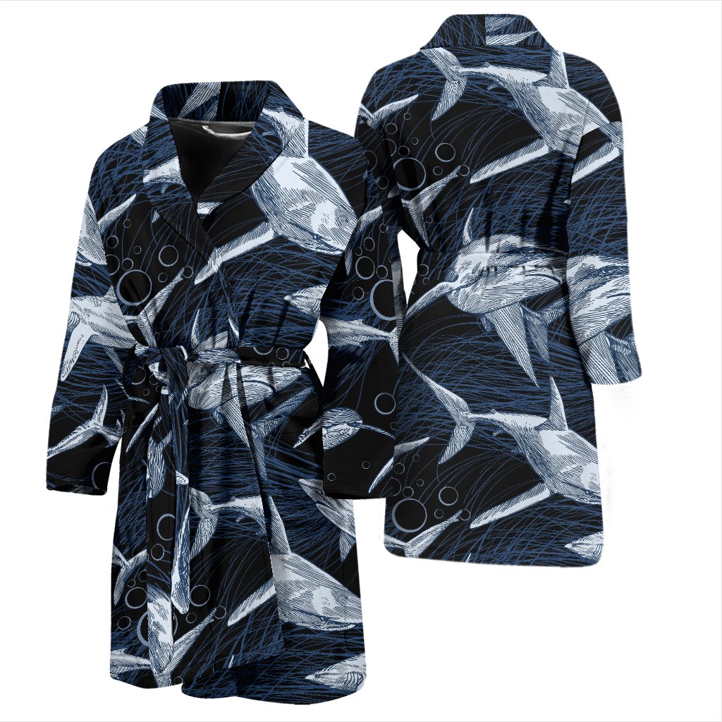 Shark Print Pattern Men Bath Robe