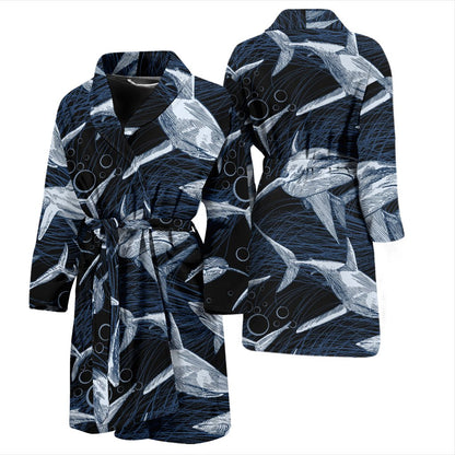 Shark Print Pattern Men Bath Robe