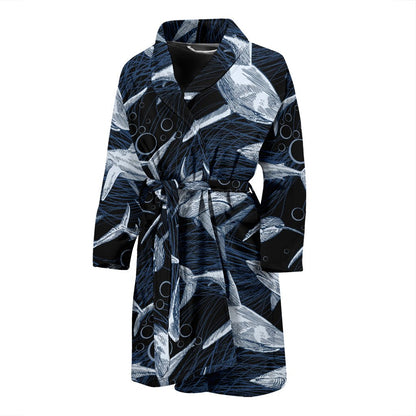 Shark Print Pattern Men Bath Robe