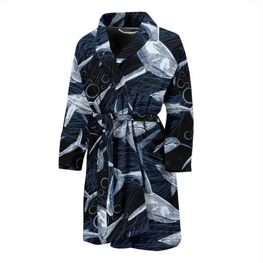 Shark Print Pattern Men Bath Robe