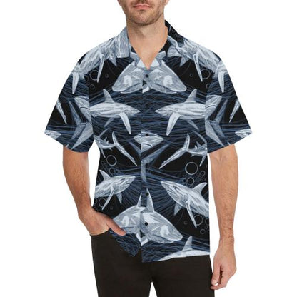 Shark Print Pattern Men Hawaiian Shirt