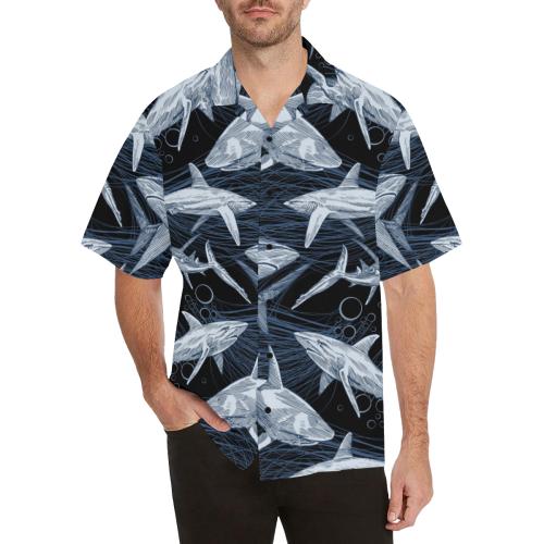Shark Print Pattern Men Hawaiian Shirt