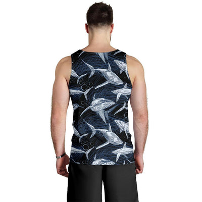 Shark Print Pattern Men Tank Top