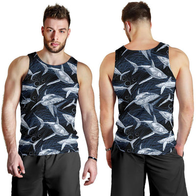 Shark Print Pattern Men Tank Top