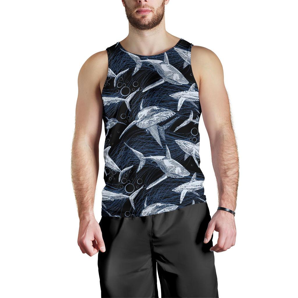 Shark Print Pattern Men Tank Top