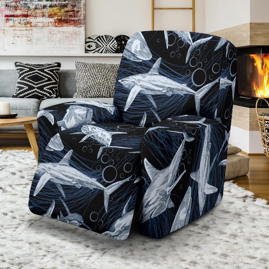 Shark Print Pattern Recliner Slipcover-JORJUNE.COM