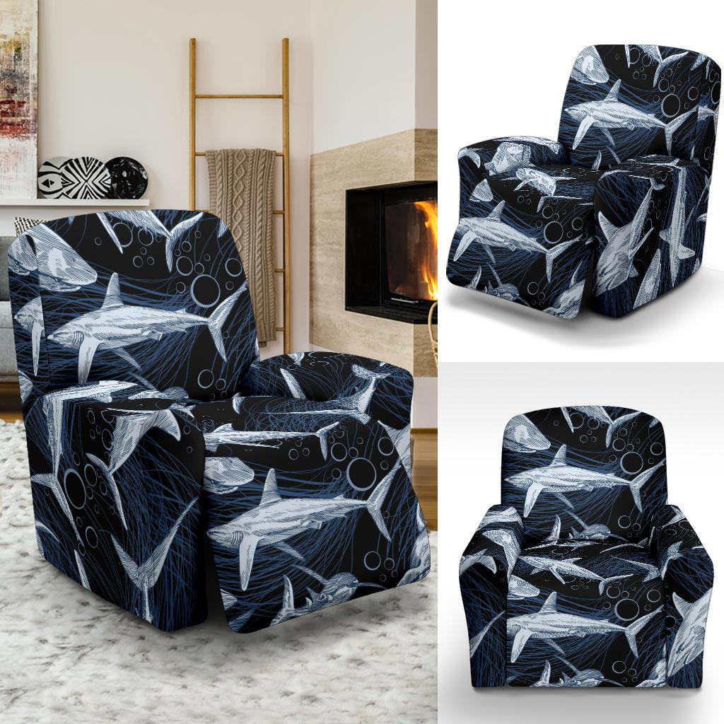 Shark Print Pattern Recliner Slipcover-JORJUNE.COM
