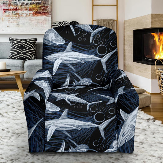 Shark Print Pattern Recliner Slipcover-JORJUNE.COM