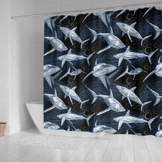 Shark Print Pattern Shower Curtain