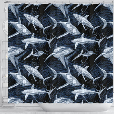 Shark Print Pattern Shower Curtain