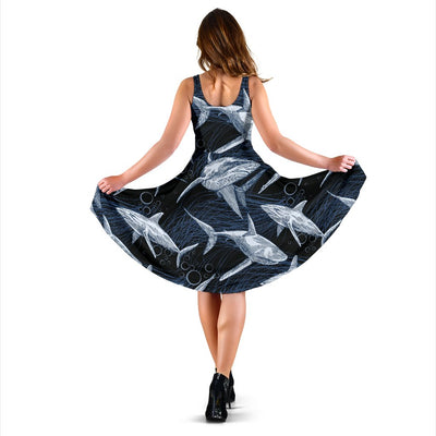 Shark Print Pattern Sleeveless Mini Dress