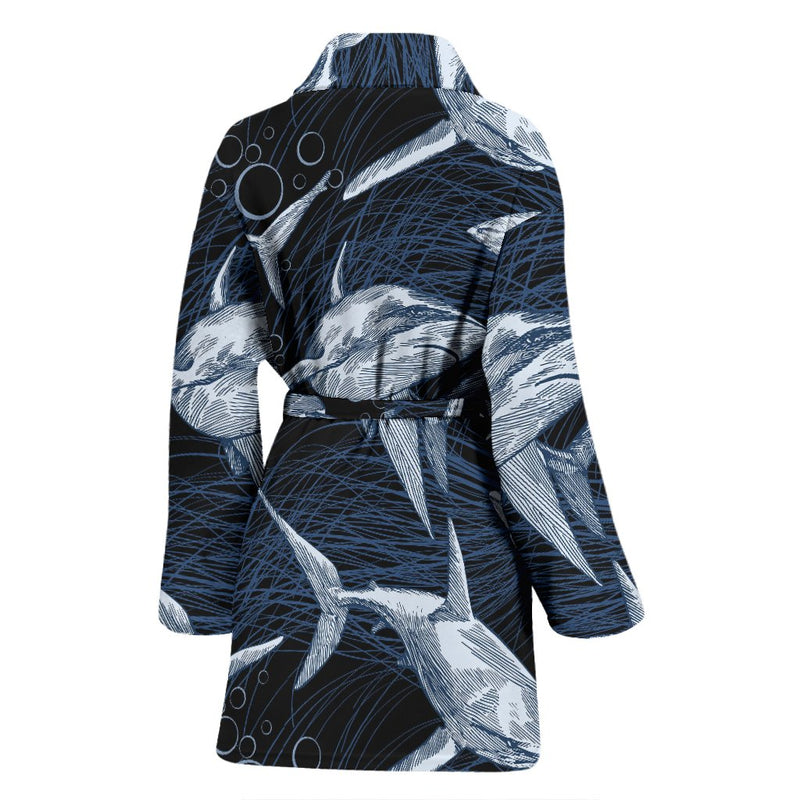 Shark Print Pattern Women Bath Robe