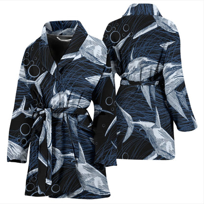 Shark Print Pattern Women Bath Robe