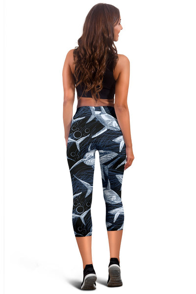 Shark Print Pattern Women Capris