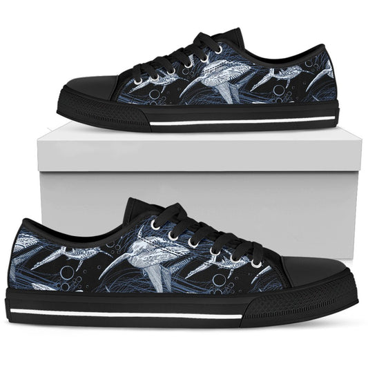 Shark Print Pattern Women Low Top Shoes